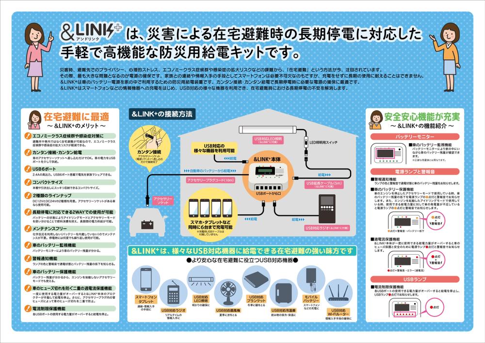 防災用品のパンフレット制作依頼（A3二つ折：A4仕上り４ページ）