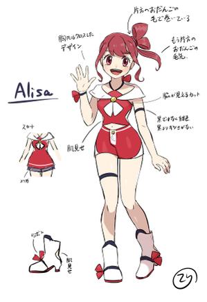 ア (teri_w)さんの「キズナ・アイ」の「キズナ・アイ」の衣裳・顔・髪型を変えたを変えたイラスト１点への提案
