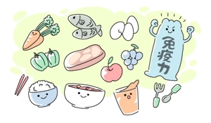 和なごみ (nagomi410)さんの園紹介「栄養満点の給食で免疫力アップ！」のおしゃれなイラストへの提案
