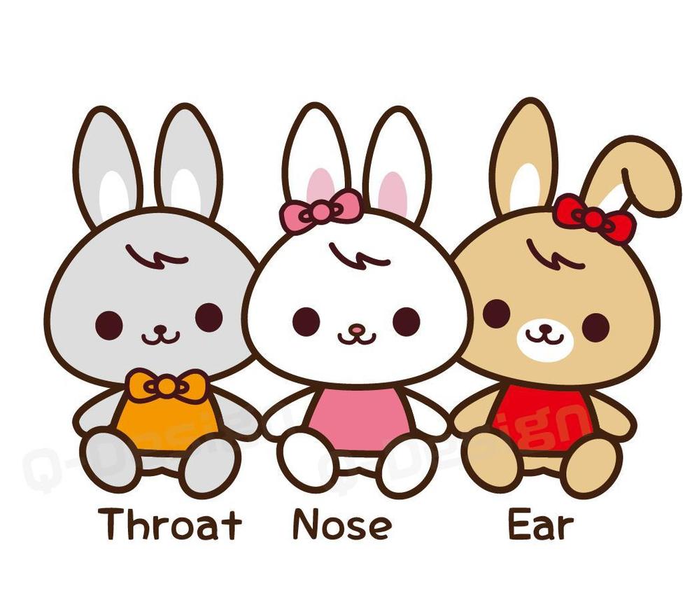 新規開業する耳鼻科のクリニックの「うさぎの三姉妹」のキャラクターデザイン