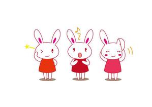もものあ (momonoir6321)さんの新規開業する耳鼻科のクリニックの「うさぎの三姉妹」のキャラクターデザインへの提案