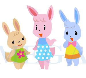 MEGA (MEGA)さんの新規開業する耳鼻科のクリニックの「うさぎの三姉妹」のキャラクターデザインへの提案