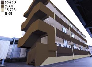 cimadesign (cima-design)さんの低層マンションの外壁塗装カラーコーディネートへの提案