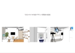 アサカワ　ノブ (ASAKAWA-NOB)さんの写真スタジオ内装デザイン空間図の提案（入口付近・写真スタジオ×2部屋・待合室）4か所への提案