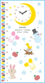 みとみまさこ (bana_na)さんの身長計付きタオルの「冬」をイメージしたデザイン（縦向き）への提案
