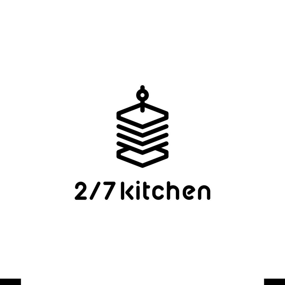 サンドウィッチショップ「２/７kitchen（ななぶんのにきっちん）」のロゴ