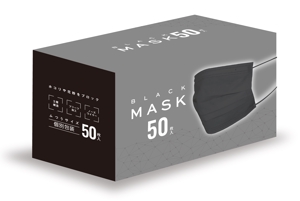 cafeteria85さんのブラックカラーの50枚入り使い捨てマスクのPKGデザインになります。への提案