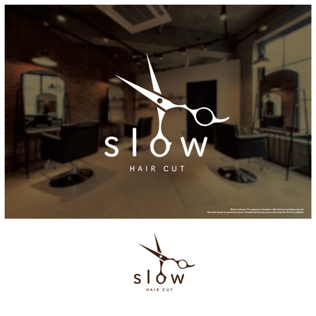 waganami (noses_design_company)さんのカット専門店「slow」のロゴデザインへの提案