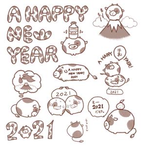 ada_shinoさんの年賀状のデザイン　「うし」のイラスト☆　昨年までのイメージサンプルあり♪への提案