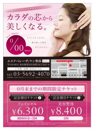 さんの治療院でのエステメニュー及び美容整体メニューのチラシ、ポスター制作への提案