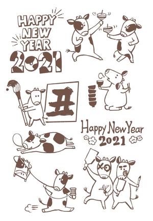 アズ (pantsnezumi)さんの年賀状のデザイン　「うし」のイラスト☆　昨年までのイメージサンプルあり♪への提案