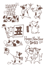 アズ (pantsnezumi)さんの年賀状のデザイン　「うし」のイラスト☆　昨年までのイメージサンプルあり♪への提案