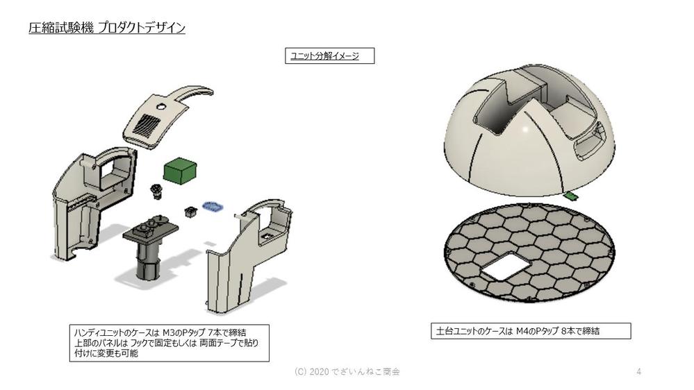 反発力を測定する「圧縮試験機」の筐体デザイン