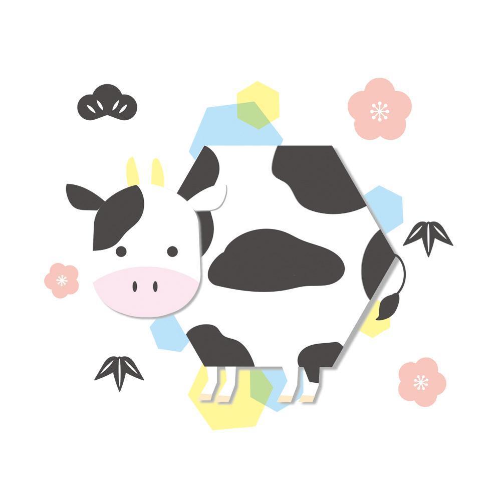 年賀状用の丑(牛・うし)のイラスト