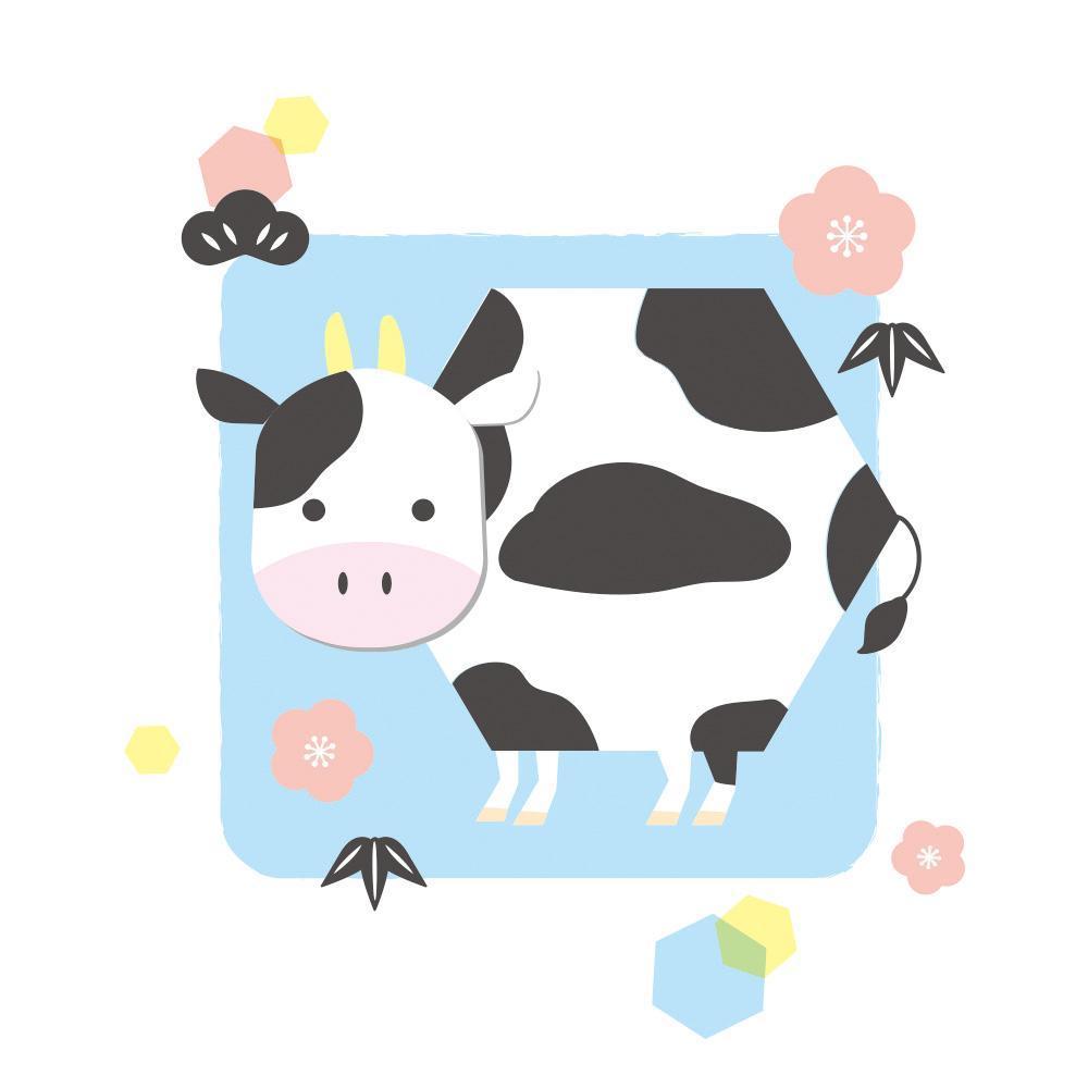 年賀状用の丑(牛・うし)のイラスト