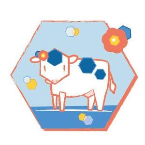 ふう＊ (huublue)さんの年賀状用の丑(牛・うし)のイラストへの提案