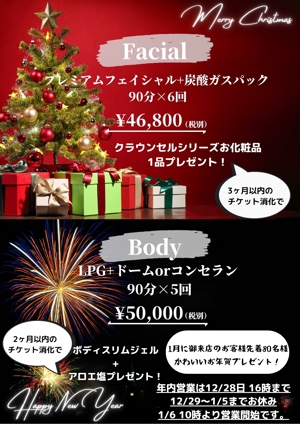 ルイpro＠0304 (youjiyouji)さんのエステティックサロン　クリスマス＆新年挨拶　DM作成への提案