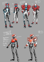 尾崎圭志/漫画家・WEBtoon作家 (Nigo_nagatuki-keishi)さんのヒーローキャラクターのスーツデザイン資料への提案