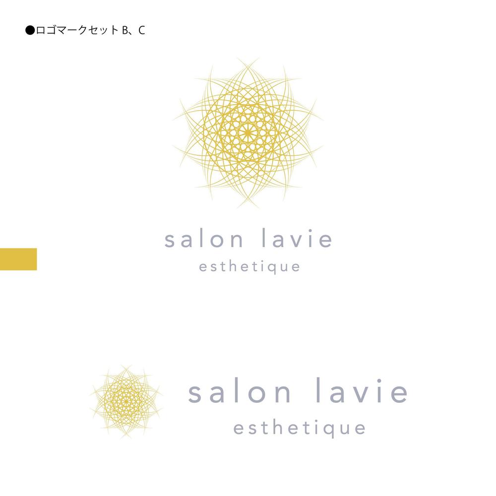 『salon lavie』『SALON　lavie』その下にesthetiqueを。  