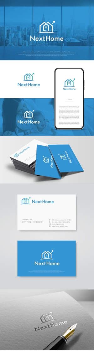 blue-3 (blue-3)さんの不動産店舗『NextHome』のロゴ　名刺、看板用への提案