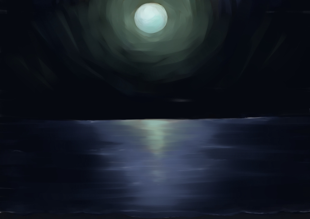 Murasaki Sumireさんの事例 実績 提案 絵本の背景画 夜の海辺 夜空のイラスト制作 夜分遅くに失礼いたし クラウドソーシング ランサーズ