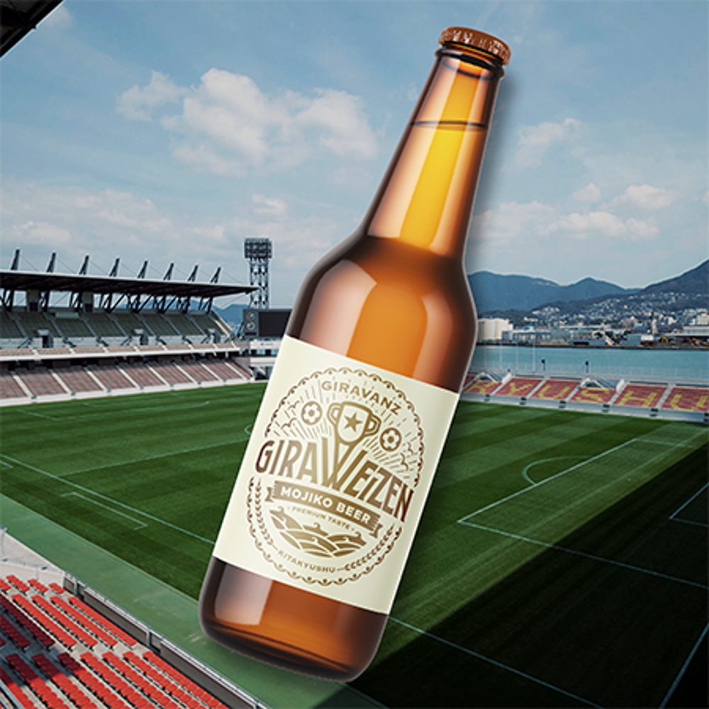 サッカークラブと地元ビール工房「オリジナルビール」のラベルデザイン