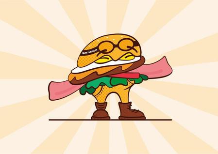 Laryonavahさんの事例 実績 提案 ハンバーガーショップのアメリカンポップなキャラクターのイラスト お世話になっておりま クラウドソーシング ランサーズ