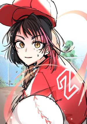 つかさ (mashirodenpa)さんの新規女子プロ野球チーム宣伝ポスターに使用するためのキャラクター作成(背景込)への提案