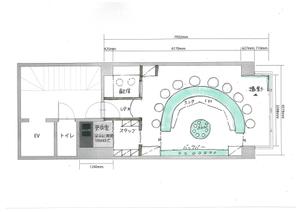 デザインパース (kubo3266)さんの新規オープンするコンセプトカフェの内装プラン（平面図）への提案