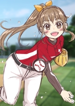 みんちゃ (minchacha)さんの新規女子プロ野球チーム宣伝ポスターに使用するためのキャラクター作成(背景込)への提案