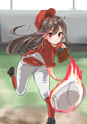 こまり (kanaetty)さんの新規女子プロ野球チーム宣伝ポスターに使用するためのキャラクター作成(背景込)への提案