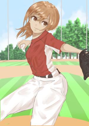 ｱﾊﾞﾄﾞﾝ田中 (amakita99)さんの新規女子プロ野球チーム宣伝ポスターに使用するためのキャラクター作成(背景込)への提案