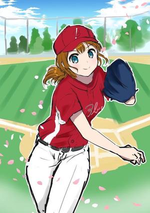 ひめたろう (himetaro)さんの新規女子プロ野球チーム宣伝ポスターに使用するためのキャラクター作成(背景込)への提案