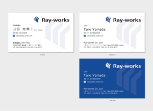 hautu (hautu)さんの外国人就労の人材紹介、人材派遣の会社「Ray-works」の名刺デザインの依頼です。への提案