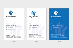 hautu (hautu)さんの外国人就労の人材紹介、人材派遣の会社「Ray-works」の名刺デザインの依頼です。への提案