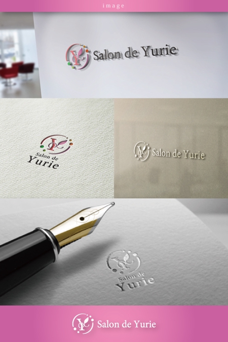 coco design (tomotin)さんの五感の癒しがテーマの多彩なレッスンが受けられるサロンのサイト「Salon de Yurie」のロゴへの提案