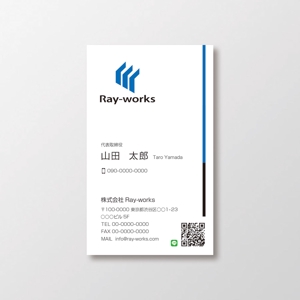 T-aki (T-aki)さんの外国人就労の人材紹介、人材派遣の会社「Ray-works」の名刺デザインの依頼です。への提案