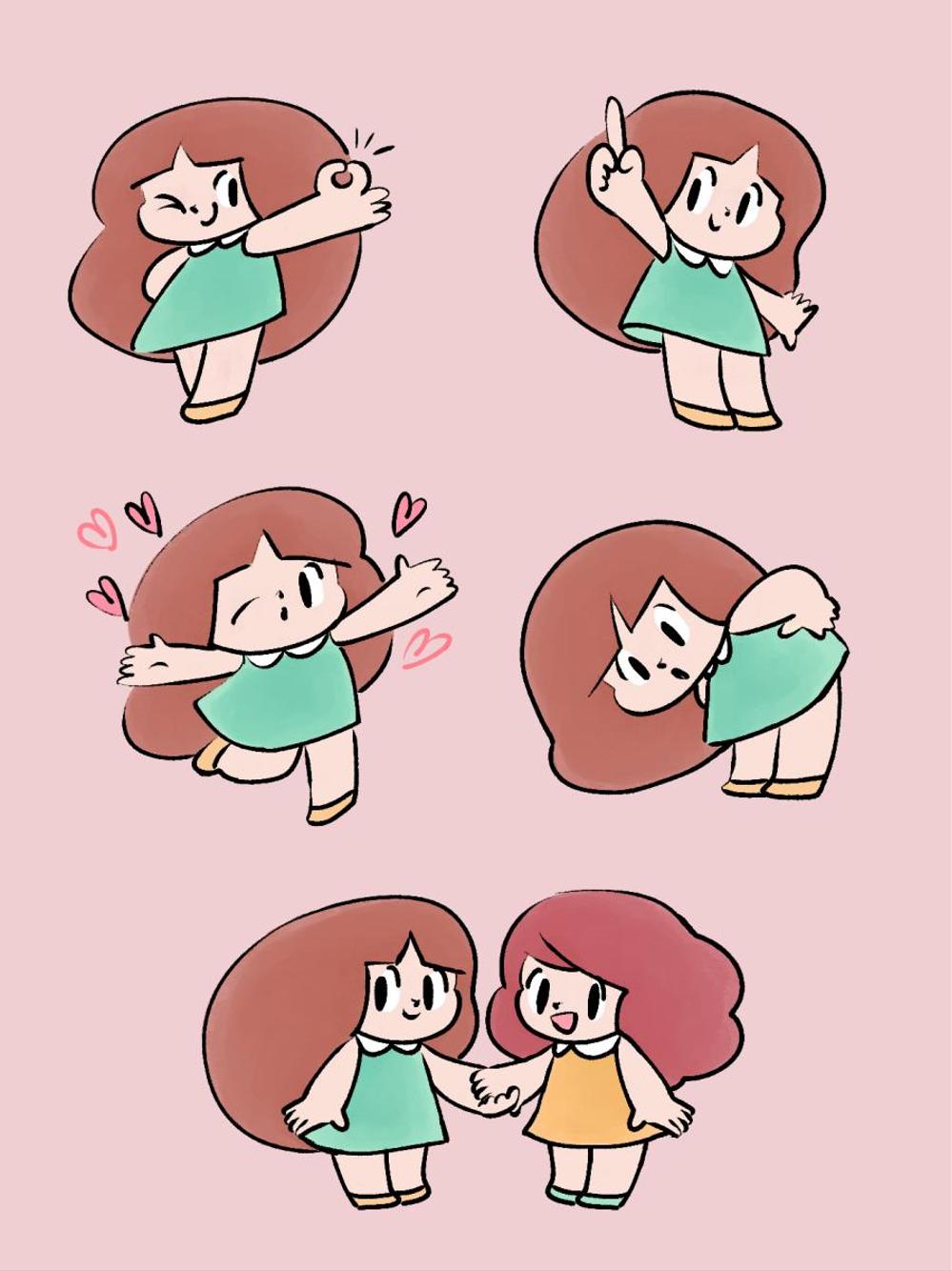 2頭身の可愛らしい女の子のキャラクター
