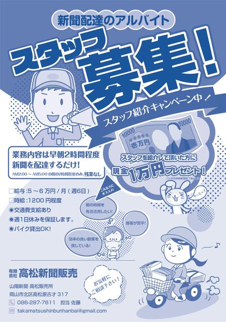 株式会社アドワン (sadayuki)さんの新聞配達員アルバイトスタッフ求人募集チラシへの提案