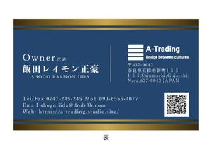 あんくデザイン (Amano2887)さんの海外商品販売会社　A-Tradingの　名刺デザインへの提案