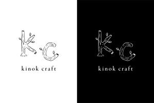 yasuco (yasuco_design)さんの木の素材を中心とした販売サイト kinok craft のロゴへの提案