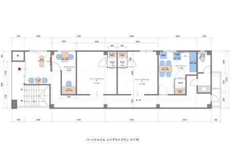 Kazumi.Y (intinten)さんのパーソナルジムの室内レイアウト依頼への提案