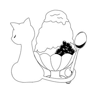 我寿丸ミーサ (74n_ym26)さんの商品パッケージ用「かき氷と猫｣のシンプルなイラストへの提案