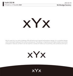 K'z Design Factory (kzdesign)さんのアパレルショップ「xYx」のロゴへの提案
