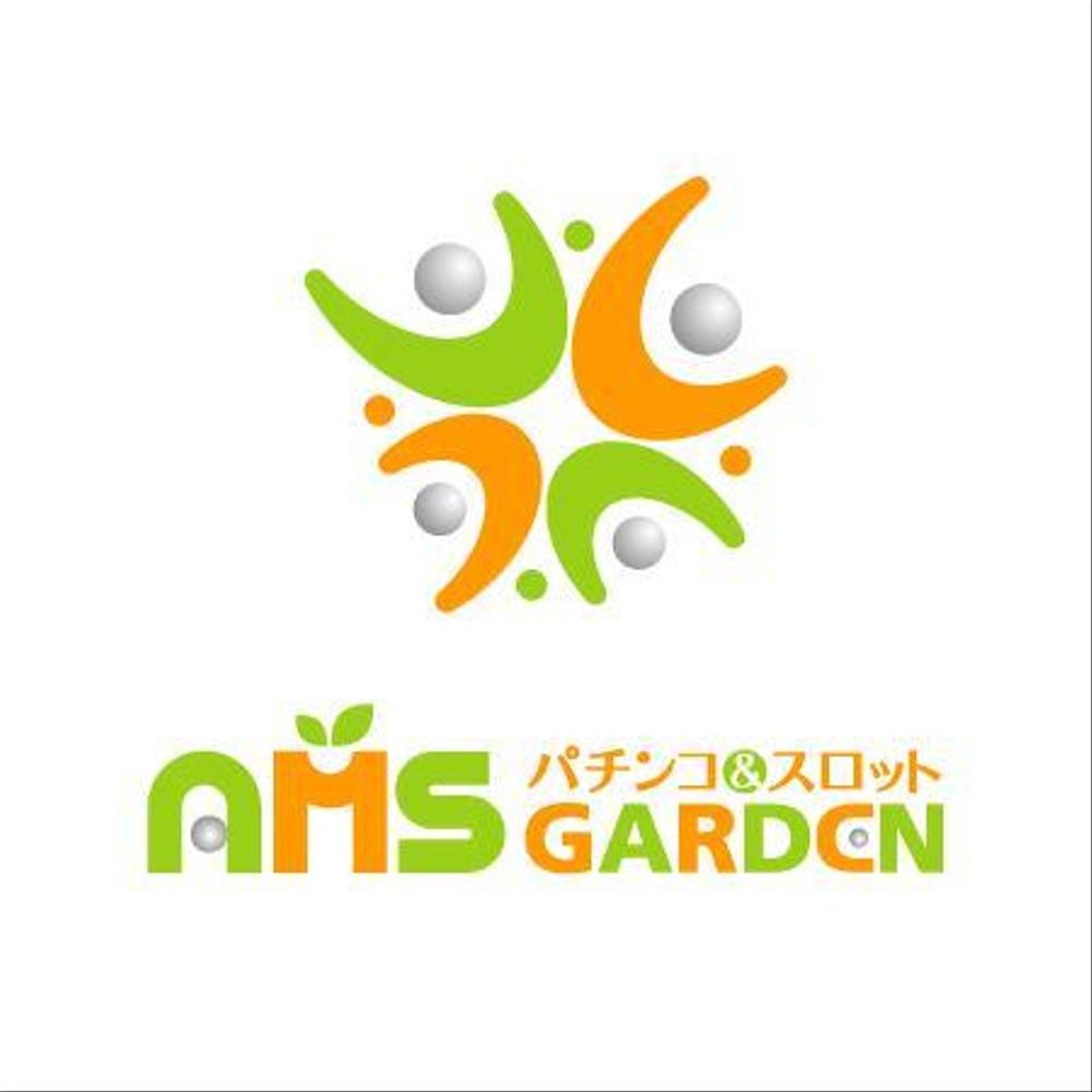 「パチンコ＆スロット　アムズガーデン（AMS GARDEN）」のロゴ作成