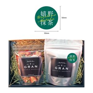 dada design (5f3a2a8458fd8)さんのグラノーラ専門店で新発売する抹茶グラノーラの産地シールのデザインへの提案