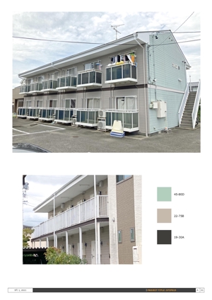 XYZ Studio (ground3)さんのアパートの外壁塗り替えカラーコーディネート（ジョイフルB）への提案