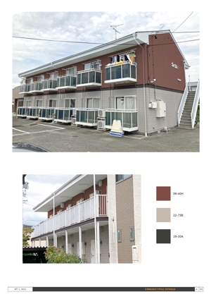 XYZ Studio (ground3)さんのアパートの外壁塗り替えカラーコーディネート（ジョイフルB）への提案