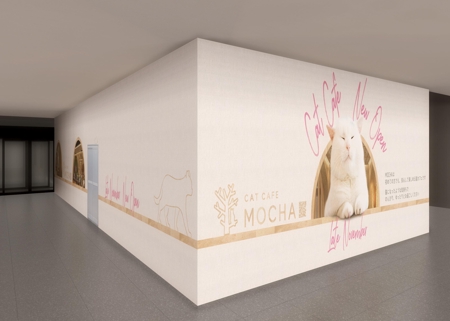 株式会社ミズコーポレーション (mizcorporation)さんの猫カフェ新店舗の仮囲いラッピングデザインへの提案