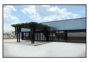 株式会社ミズコーポレーション (mizcorporation)さんの給油所を事務所にリノベーションする為の建物外観デザインのパース制作への提案